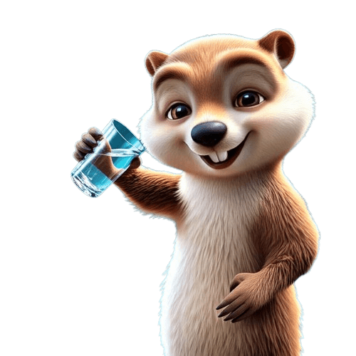 Mascotte LeBonChoix buvant de l'eau